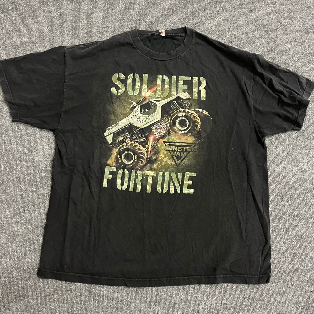 Monster Jam T-Shirt Mens Size 2XL Black Soldier Fortune Graphic Short Sleeve Tee